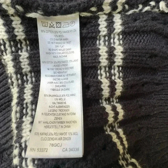 NWOT | COTTON & WOOL BLEND NAVY STRIPE MOCK TURTLENECK SWEATER LONG SLEEVE | XS - Picture 5 of 6